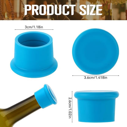 6 Pcs Wine Stoppers Reusable Silicone Glass Bottle Covers Champagne Saver Corks Leak Proof Sealing Bear Lids Tight Seal Unbreakable Wine Cap for Keep Beverage Fresh Sealed