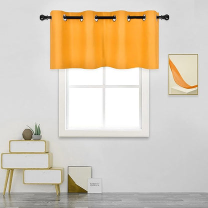 Orange Yellow Valances for Windows 52X18 Inches Blackout Thermal Insulated Valance with Grommet Top for Kitchen Living Room Short Straight Drape Valance for Bedroom Kids Room 1 Panel