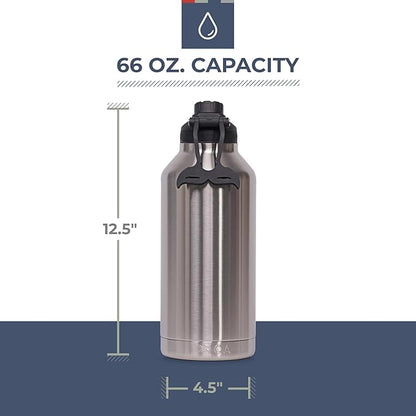 ORCA Hydra 66oz | Insulated, Stainless Steel Water Bottle with Powder Coat Finish & Silicone Grip Whale Tale Handle, Dishwasher Safe Sports Bottle — Navy