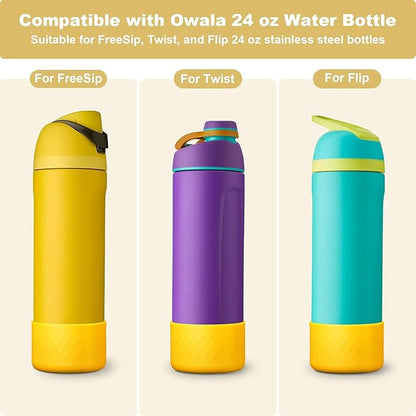 2PCS Silicone Water Bottle Boot for Owala 24oz 32oz 40oz, Anti-Slip Protective Sleeve Bottom Bumper Protector for FreeSip, Twist, and Flip Stainless Steel Water Bottles