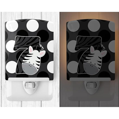 Caroline's Treasures BB9014CNL Zoo Month 7 Zebra Ceramic Night Light Compact, UL-Certified, Ideal for Bedroom, Bathroom, Nursery, Hallway, Kitchen, 6x4x3, Multicolor