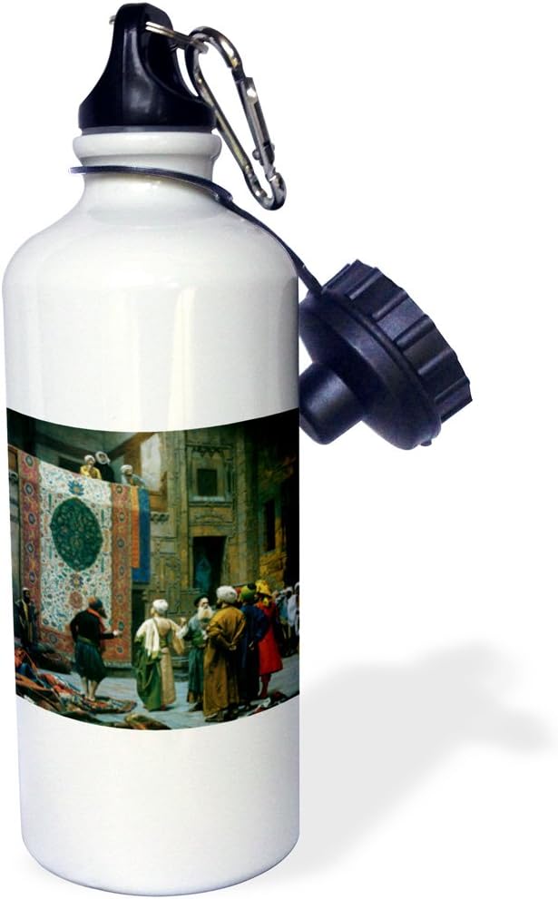 3dRose "The Carpet Merchant by Jean-Leon Gerome" Sports Water Bottle, 21 oz, White