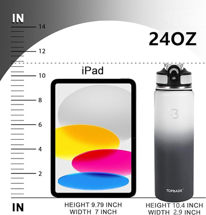 32oz Insulated Water Bottle with Straw Lid & Spout Lid & Paracord Handle, Stainless Steel Water Bottle Wide Mouth, Double Wall for Women Men Gym Fitness Outdoor