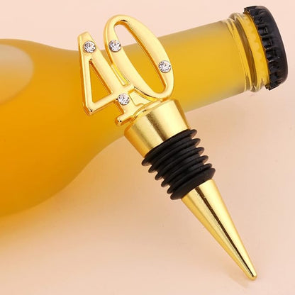 24-Pack 40 Wine Bottle Stopper for 40th Birthday Party Favors Decoration 40 years old Wine Stopper Fun Gift for Wine Lovers (Gold 40th)