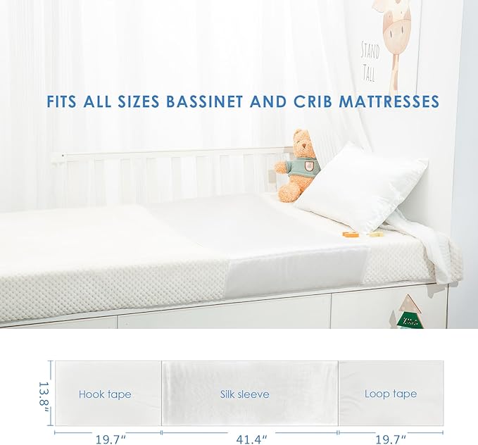 23 Momme Silk Crib Slip for Baby Hair, No More Bed Head and Baby Bald Spots, 100% Silk Crib/Bassinet Sheets for Baby Boy/Girl (White)