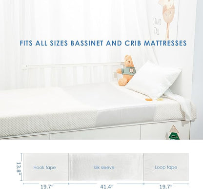 23 Momme Silk Crib Slip for Baby Hair, No More Bed Head and Baby Bald Spots, 100% Silk Crib/Bassinet Sheets for Baby Boy/Girl (White)