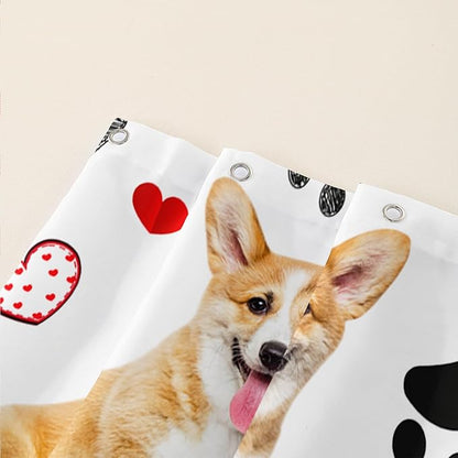 AILONEN Puppy Dog Shower Curtain for Bathroom,Cute Corgi Waterproof Bath Curtain,Pet Dog Kids Girls Dog Lover Curtain with 12 Plastic Hooks(72" W*78" H)