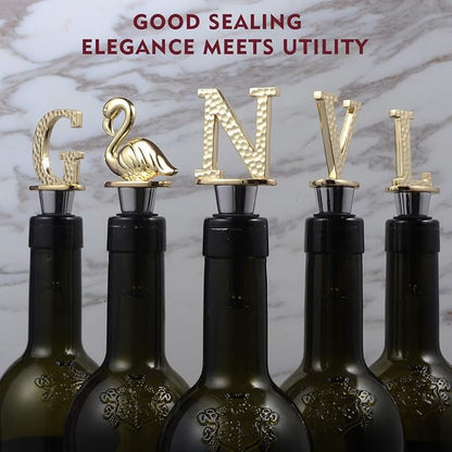 Miicol Wine Bottle Stopper, Prosecco Stopper, Gold Wine Stopper, Personalised Champagne Stopper, Initial Wine Stopper, Funny Prosecco Gift, Wine Lovers Gift, Kitchen Decor, Letter N