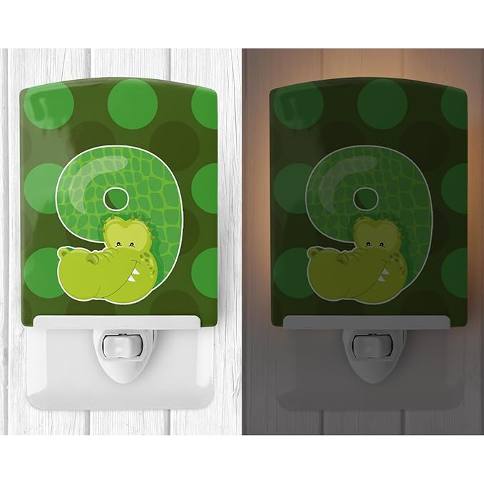 Caroline's Treasures BB9016CNL Zoo Month 9 Aligator Ceramic Night Light Compact, UL-Certified, Ideal for Bedroom, Bathroom, Nursery, Hallway, Kitchen, 6x4x3, Multicolor