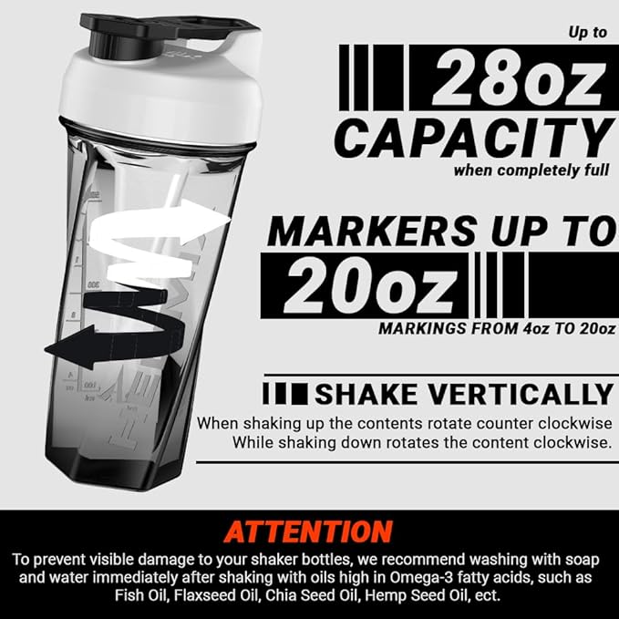HELIMIX 2.0 Vortex Blender Shaker Bottle Holds upto 28oz | No Blending Ball or Whisk | USA Made | Portable Pre Workout Whey Protein Drink Shaker Cup | Mixes Cocktails Smoothies Shakes | Top Rack Safe