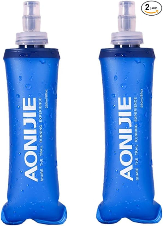 AONIJIE 2 Pcs Sports Collapsible Water Bottle BPA Free - TPU Soft Drink Water Kettle Foldable Flask for Hiking Bicycling Running Climbing