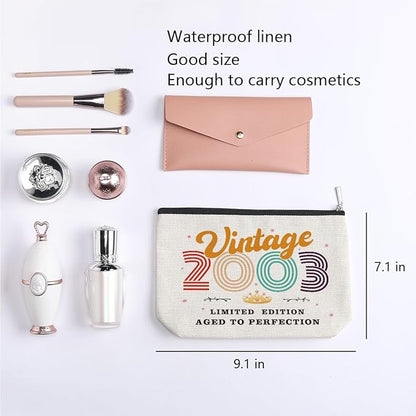 21st Birthday Gifts for Her, 2003 Vintage Makeup Bag, Best 21 Year Old Birthday Gift Ideas for Sisters, Besties, Friends, BFF, Soul Sister, Little Sister, Funny Anniversary Ideas for Her