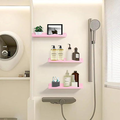 AZSKY Floating Bookshelf for Kids, Picture Ledge Shelf for Wall Decor and Storage 16 Inches Nursery Book Shelves Set 3, Baby Book Shelf for Kids Room Decor(Pink)