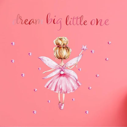 Back of Little Ballerina Wall Decals for Girls Bedroom Princess Wall Stickers Pink Kids Room Decor Decoration Watercolor Wall Murals Peel and Stick for Playroom Classroom Living Room Nursery