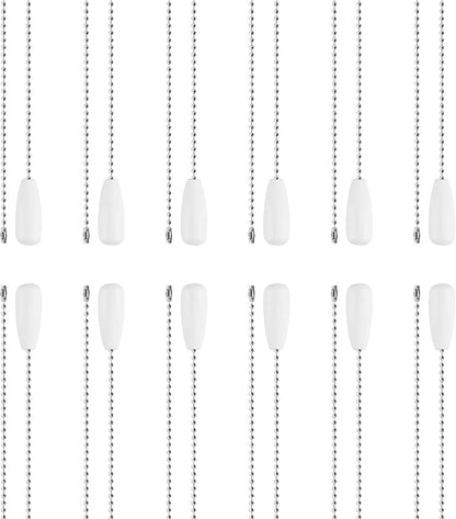 12Pcs White Ceiling Fan Pull Chain,Fan Pull Chain Extension,Pull Chain Extension,Ceiling Fan Pull Chain Extender,Pull Chain Light Fixture,Fan Chains Extensions,Pull Chains for Ceiling Fans and Lights