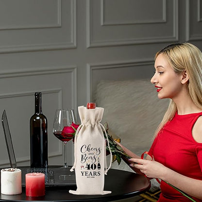 40th Birthday Decorations for Women Her Him, 40th Birthday Gifts for Women Wine Bag, 40 Years Old Birthday Wine Gifts Bag, Forty Birthday Gifts for Women Her Sister Friends Wine Gift Bag