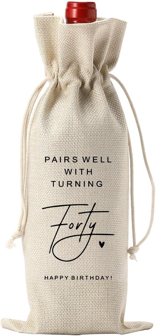 40th Birthday Decorations for Women Her, 40th Birthday Gifts for Her Women Wine Bag, Funny Wine Gift Bag Forty Birthday Gifts, 40th Birthday Wine Bag, 40 Year Old Birthday Gift Anniversary Favors