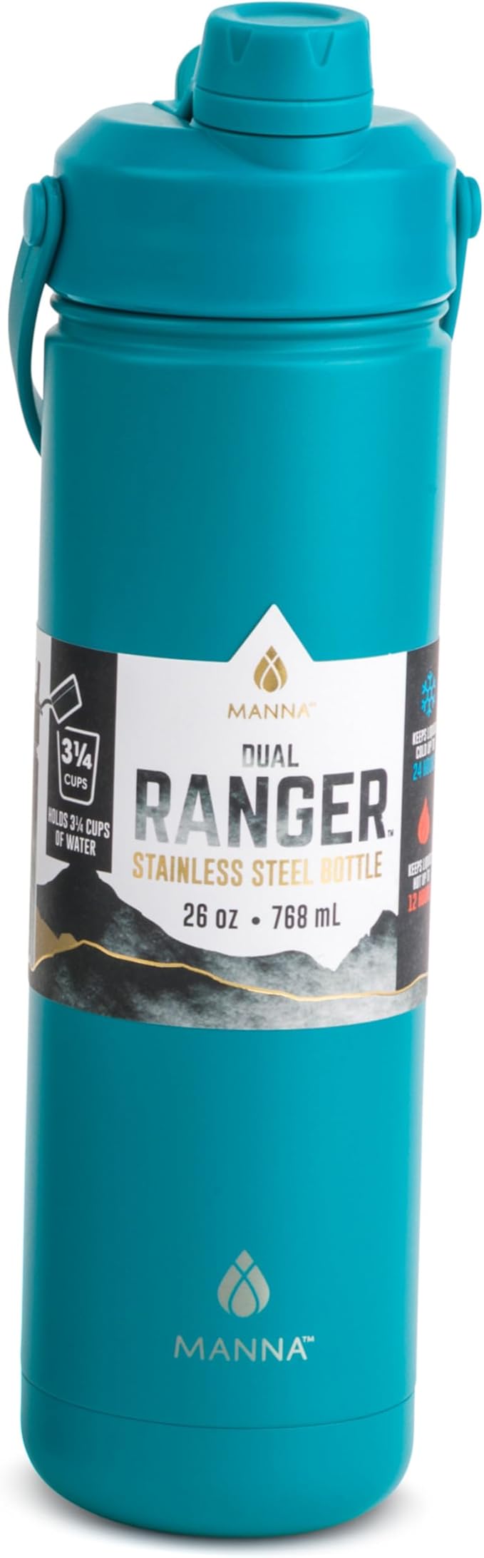Manna Ranger Dual Insulated Stainless Steel Bottle - 26 Oz - Columbine Powder Coat