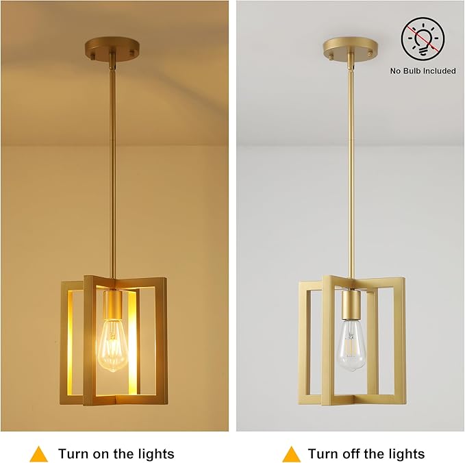 Mini Modern Farmhouse Gold Pendant Lighting for Kitchen Island, Adjustable Industrial Entryway Light Fixture Hanging for for Hallway Bedroom Dining Room Closet