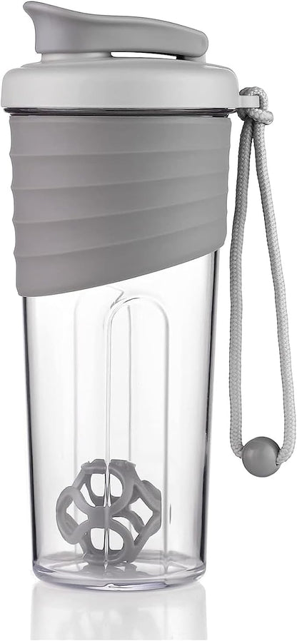 Shaker Bottle for Protein Mixes，24 oz，Protein Shaker Bottles with Whisk Ball, Mixer Bottle, Protein Bottle,Portable Pre Workout Whey Protein Drink Shaker Cup，Gray