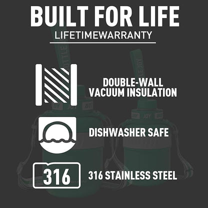 Stainless-Steel Water Bottle: Leakproof Lid, Perfect Sip, Double Insulated, Eco-Friendly, Dishwasher Safe & Stylish Strap (Sea Turtle, 32 oz)