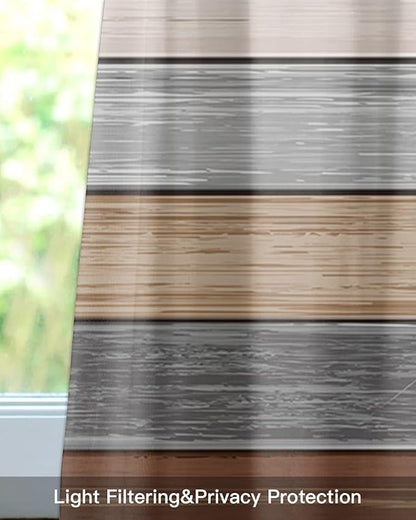 Farmhouse Fall Kitchen Curtains Valances for Windows , Brown Grey Rod Pocket Country Window Treatment for Kitchen /Living Room/Bedroom/ Bathroom,54" X 18" -1 Panel, Retro Rustic Barn Wood Texture