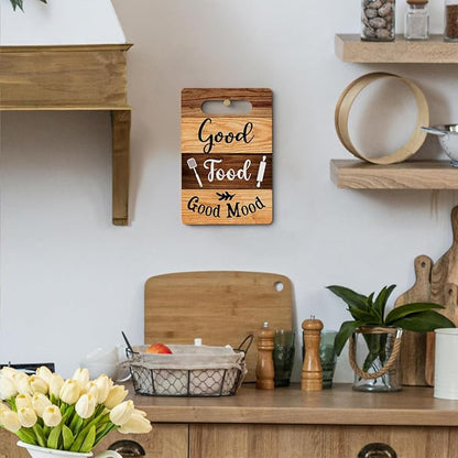 Good Food Good Mood Cutting Board Gifts, Wood Cutting Boards for Kitchen, House Warming Gifts New Home, Kitchen Wall Art, Christmas Birthday Gifts for Women Mom Grandma 8 x 12 Inch