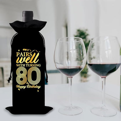 80th Birthday Gifts Wine Bag Congratulations Gifts for Women Men Parents Mom Dad Anniversary Favors 1944 Birthday Wine Gift Bag