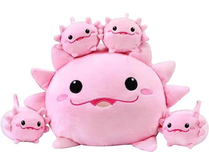 Axolotl Plush Cute Axolotl Stuffed Animal with 4 Baby Soft Pillow Valentine's Day, Birthday Gift for Girls Boys Kids Decor