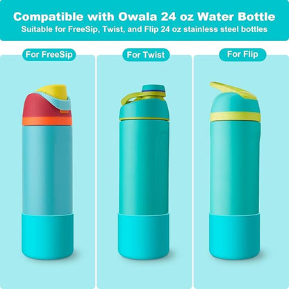 2PCS Silicone Water Bottle Boot for Owala 24oz 32oz 40oz, Anti-Slip Protective Sleeve Bottom Bumper Protector for FreeSip, Twist, and Flip Stainless Steel Water Bottles