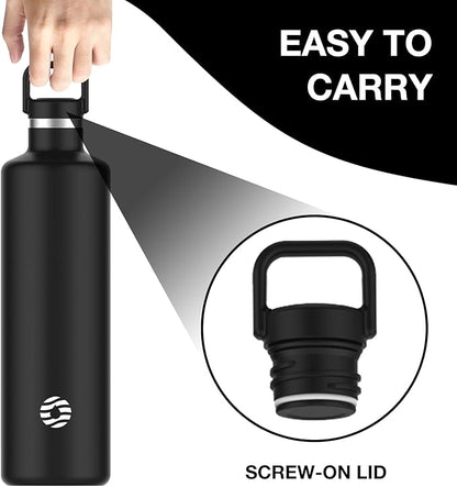 60oz Water Bottle with Carrier Bag, Large Insulated Water Bottle, Stainless Steel Water Bottles, Double Walled Insulated Thermo for Hot Drinks/Cold Drinks, Great for Gym,Hiking,Camping (Iron Black)