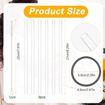 6pcs Replacement Straws & 2pcs Gasket Compatible with Owala FreeSip With Cleaning Brush, Reusable Plastic Straws Lid Sealing Rings Accessories for Owala FreeSip 24/32oz Insulated Water Bottle
