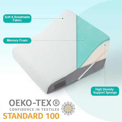 4PCS Bed Wedge Pillow for Sleeping or Back Pain Relief, Post Surgery Memory Foam Orthopedic Wedge Pillows for Back, Leg and Knee Support, Adjustable Bed Pillow