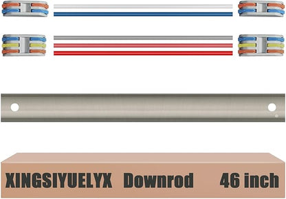46" Ceiling Fan Downrod, 【1 Outside Diameter】 Brushed Nickel Extended Downrod, including 4 Wire Connectors and 5 Extension Wires (No Threads)