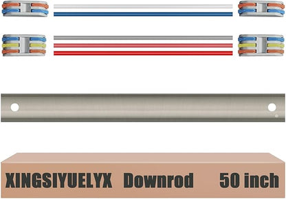 50" Ceiling Fan Downrod, 【1 Outside Diameter】 Brushed Nickel Extended Downrod, including 4 Wire Connectors and 5 Extension Wires (No Threads)