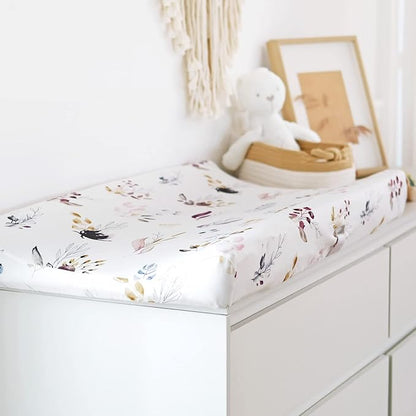 GRSSDER Stretch Ultra Soft Jersey Knit Changing Pad Cover Set 2 Pack,Change Table Pad Covers Fit 32"/34" x 16" Pads Safe and Snug,Watercolor Pretty Purple Flora for Girls