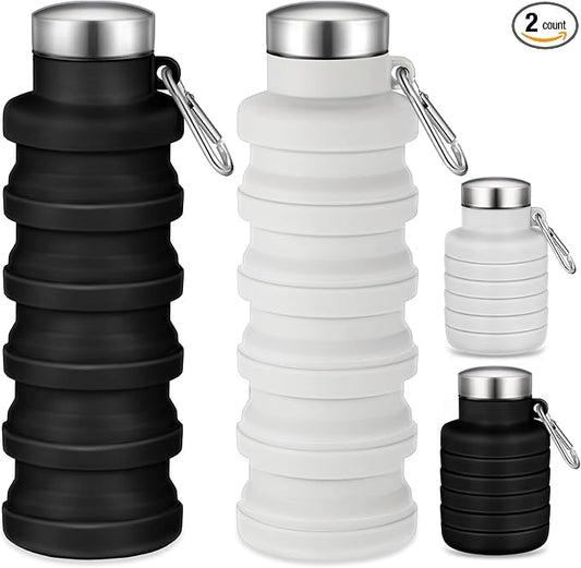 17oz Collapsible Water Bottles for Travel 500ml Reusable Foldable Silicone Water Bottle with Portable Buckle Silicone for Camping Hiking Sport
