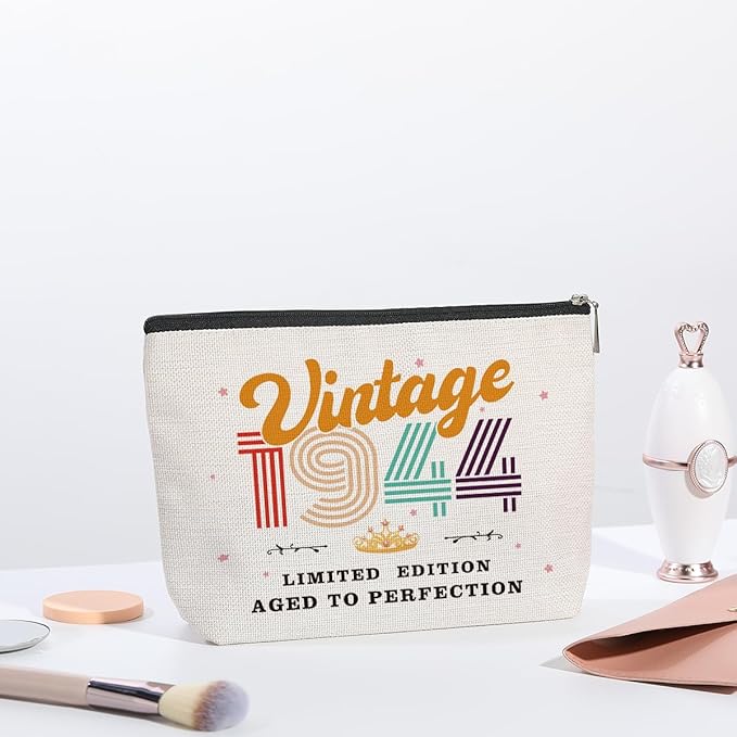 80th Birthday Gifts for Women, 1944 Vintage Makeup Bag, Best 80 Year Old Birthday Gift Ideas for Mom, Bonus Mom, Grandma, Nana, Gigi, Funny Anniversary Ideas for Her