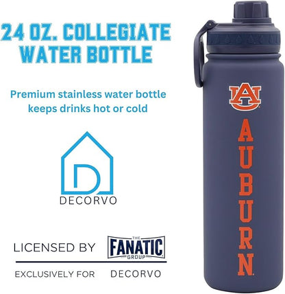 Aubrun University Water Bottle - Navy Blue Double Walled Stainless Steel 24 oz Keeps Drinks Cold or Hot
