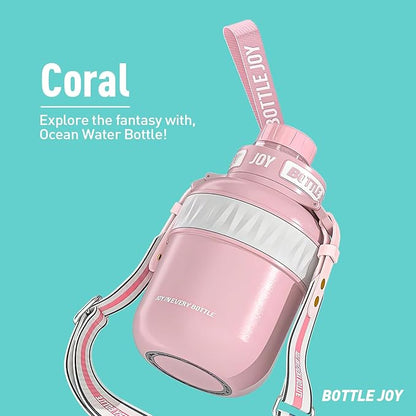 Stainless-Steel Water Bottle: Leakproof Lid, Perfect Sip, Double Insulated, Eco-Friendly, Dishwasher Safe & Stylish Strap (Coral, 32 oz)