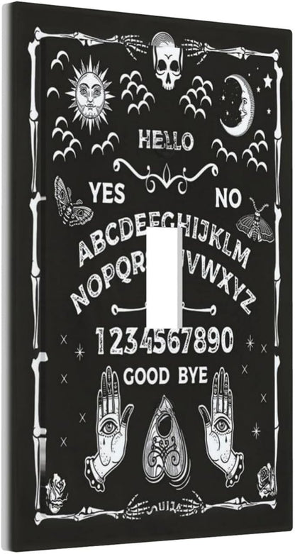 Black Witchy Skeleton Skull Gothic Sun Moon 1 Gang Novelty Light Switch Covers Decorative Unique Single Toggle Wall Plate Switchcover Electrical Switchplate for Bathroom Bedroom Decor