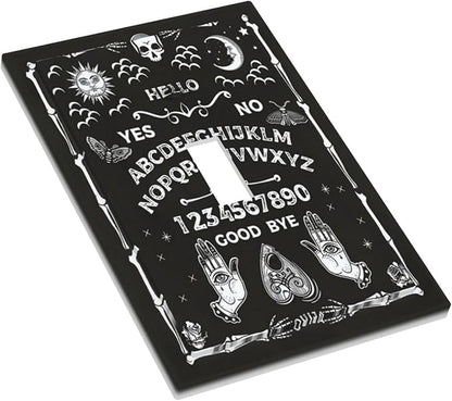 Black Witchy Skeleton Skull Gothic Sun Moon 1 Gang Novelty Light Switch Covers Decorative Unique Single Toggle Wall Plate Switchcover Electrical Switchplate for Bathroom Bedroom Decor