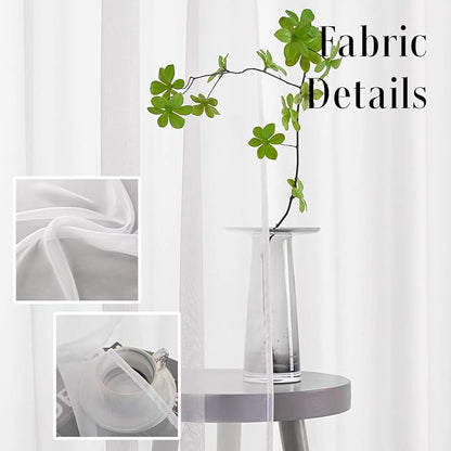 White Sheer Curtains 95 Inches Long Translucent Solid Color Sheer White Curtains 95 Inches Long 2 Panels Rod Pocket White Sheers 95 inch Curtains for Bedroom Living Room Party 52x95