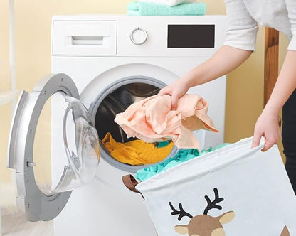 Kids Laundry Basket,Deer Laundry Hamper Collapsible Baby Storage Baskets for Boy Room Decor,Nursery Hamper,Toy Organizer,(Deer)