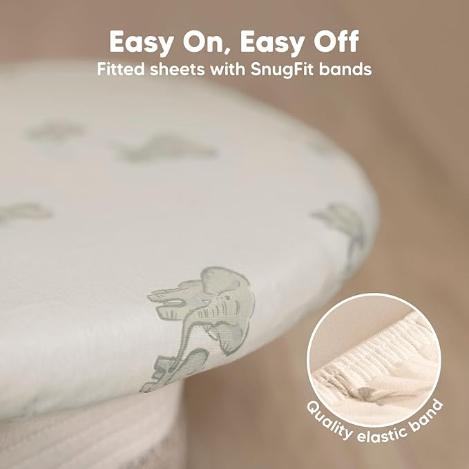 2-Pack Baby Bassinet Sheets Girl, Boy - Viscose Derived from Bamboo Fitted Bassinet Sheets Compatible with Halo Bassinest Swivel Sleeper, Baby Delight, Graco Bedside Bassinet Mattress Sheet (Elly)