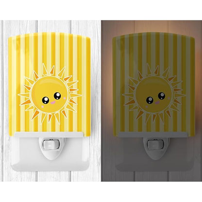 Caroline's Treasures BB7071CNL Sunshine Sun Face on Stripes Ceramic Night Light Compact, UL-Certified, Ideal for Bedroom, Bathroom, Nursery, Hallway, Kitchen, 6x4x3, Multicolor