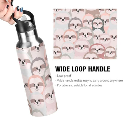 MNSRUU Insulated Water Bottle with Straw, Rainbow and Unicorns Stainless Steel Flasks for Sports Cycling Hiking School