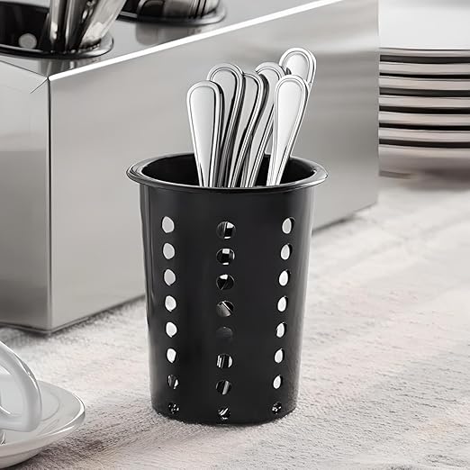 OCS Parts Perforated Utensil Drying Cups | Blue | Plastic Flatware Holder Cylinders for Kitchen Counter Organization