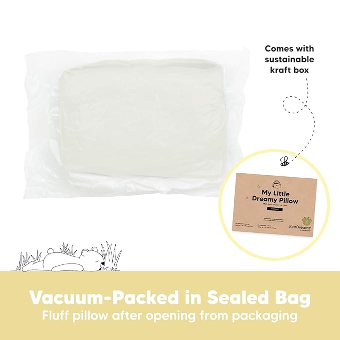 2-Pack Toddler Pillow - Soft Organic Cotton Toddler Pillows for Sleeping - 13X18 Small Pillow for Kids - Kids Pillows for Sleeping - Kids Pillow for Travel, School, Nap, Age 2 to 5 (Pearl Gray)