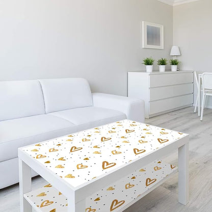 Amaonm Removable 15.8 x 98.4inch Lovely Gold Heart Wall Decals DIY Wallpaper Wall Stickers Murals Decor for Kids Babys Girls Bedroom Teens Nursery Living Room Door Desk Decoration (Heart)